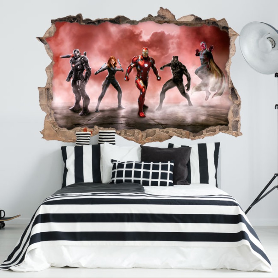 Vinilo agujero pared 3d capitán américa civil war